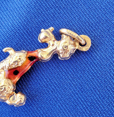 Original 14K GOLD Dog Pendant Exotic Rare Poodle Enamel Vest k9 Charm Medallion