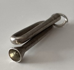 Vintage Sterling Silver Bugle Musical Band Brass Horn Instrument Pendant Charm