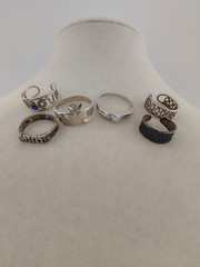 Vintage 925 Sterling Silver Ring Lot 6pc Adjustable Stackable Tested Pinky Toe