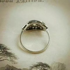 Art Deco Style Lab Created Diamond Three-Stone 14K White Gold FN Engagement Ring