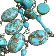 Vintage Bellagio Crystals Necklace Turquoise Multi-Strand Boho Chic 17-19 inches