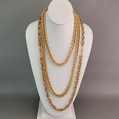 Vintage Chain Necklace Lot of 2 Curb Link Rope Gold Tone