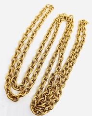 Excellent Quality Long Heavy Etched Link Gold Plated Chain 56in Vintage Jewelry