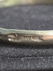 Mexico 925 Sterling Silver Fish Star Stamped Bangle Bracelet 8.25″ 16.77g