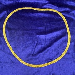 Vintage Herringbone Nugget Textured Chain Necklace Gold Tone 32”
