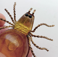 Vintage Spider Brooch Amber Color Resin. Made in the USSR