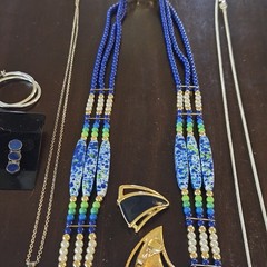 Lot Mix Lapis Lazuli 925 Chain Banded Agate Pendants Monet Earrings Necklace
