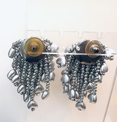 Vintage Silver tone Clustered Heart Pods Post Earrings Plastic Pierced Ears