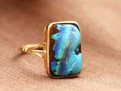 Antique 2.30Ct Black Opal and 18k Yellow Gold Cameo Ring Circa 1900
