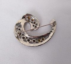 Vintage Pin Brooch Clear Rhinestone Classic Silver Toned Jewelry