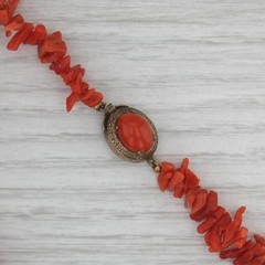 Vintage Coral Statement Necklace 835 Silver Coral Branch Fragment Beads 29″