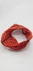Multi Strand Seed Bead Coral Color Stretchable bracelet 7″ x 2″