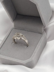 Vintage 43 Natural Diamond 1.00ct 2 Reversed Hearts EC Sterling Ring 3.2Gr Sz7.5