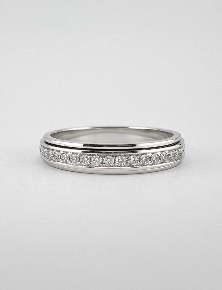 Designer 18k White Gold .45ct Diamond Eternity Wedding Spinner Band Ring Sz 9