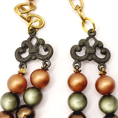 Autumn Colors Moonglow Lucite Bead Graduated Double Strand Vintage MCM Necklace