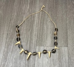 Vintage Handmade Knotted Carved Shell Boho Tribal Necklace