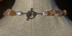 VTG Polished Quartz Agate Stone Gemstone Necklace 20” Toggle Clasp Copper Accent