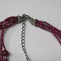 Vintage Burgundy Multi Strand Beaded Statement Necklace Boho Estate Jewelry