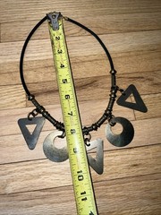 VTG Industrial Brutalist Geometric Statement Necklace Modernist Mixed Metal