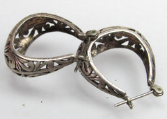 Vintage Jezlaine Sterling Silver Earrings Open Scroll Work Filigree JEZ 925