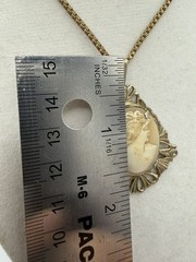 Vintage Cameo Lady Portrait Pendant Necklace Silver Tone Filigree Victorian