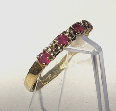Vintage Wheeler 10K Yellow Gold Natural Garnet Diamond Band Ring Size 6 MCM