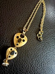 Casual Corner Gold and Black Rhinestone Dressy Pendant Necklace