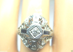 Antique Art Deco Diamond Engagement 20KT White Gold Ring Size 5.5 EGL USA