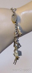 Vintage Sterling Silver Charm Bracelet 13p Hearts Sphinx Leprechaun Wishing Well