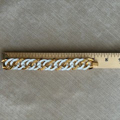 Napier Necklace Bracelet Set White Enamel & Gold Plated Chain Link Statement