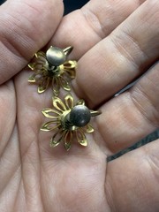 Vintage Rhinestone Screw Back Earrings Gold Tone Purple Stones