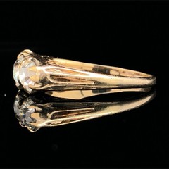 Victorian 1.50 Carat Old European Cut 3 Stone Diamond Half Hoop Band 18K Gold