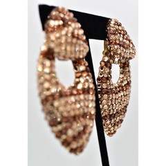 Bellini Formart Vintage Crystal Clip On Earrings Dangle Tiger Signed 1980s BinBJ