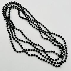 Vintage Black Pink Bead Necklace Set Flapper Opera Long Layered Retro Mod