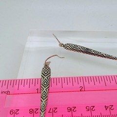Vintage 90s Sterling Silver 925 Geometric Tribal Tattoo Dangle Earrings Thailand
