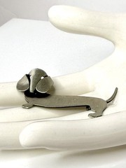 Beau Sterling 925 Dachshund Dog Brooch Pin – Vintage Figural Silver 2in
