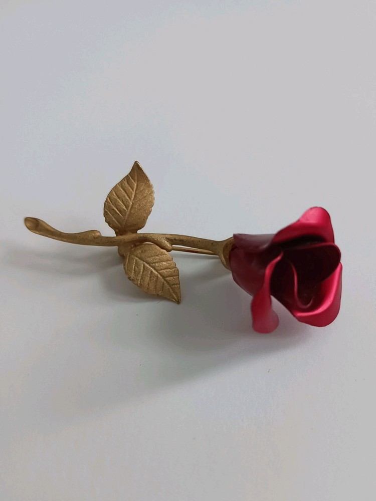 Vintage Avon Rose Brooch Gold Brass Pin 1980s 1990s 1970s Costume Jewelery