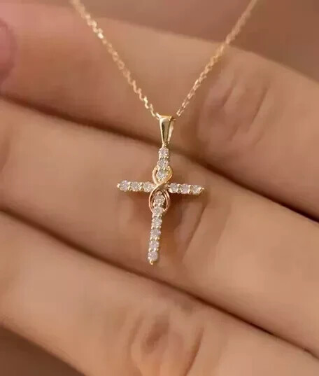 2.00Ct Round Cut Lab Created Diamond 925 Silver Cross Engagement Women’s Pendant