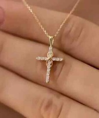 2.00Ct Round Cut Lab Created Diamond 925 Silver Cross Engagement Women’s Pendant