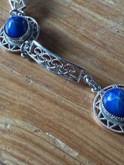Vintage 14k white Gold-Filled Sentiment bracelet with simulated star sapphires