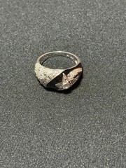 925 Sterling Silver Vintage Ring star motif with black onyx inlay accent Stones