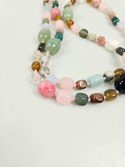 Multi-Stone Bead Necklace Nate And Etan Silver Toned