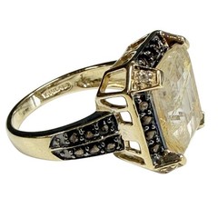 Gold Plated Golden Rutilated Quartz Ring