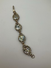 Vintage MCM Lucite Confetti Link Bracelet Thermoset Gold Blue Silver Stars Retro