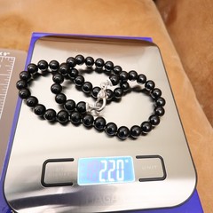 Judith Ripka necklace black onyx sterling silver 925 clasp DMQ signed 20 in