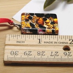 Fantastic! MURANO 1.5″ Black, Orange, Gold Halloween Toned Glass Pendant!