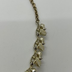 Vintage Judy Lee Gold Tone Necklace Leaf Design Faux Pearls Rhinestones Elegant