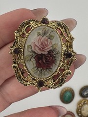 9 Piece Vintage Cameo Lot. Trinket Box, Florenza Brooch/pendant, W Germany