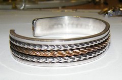 Daniel Mike Navajo Sterling Silver and Gold Filled Open Cuff Bracelet