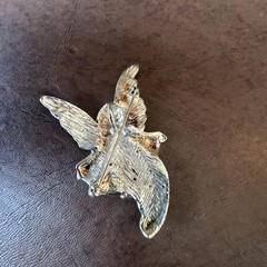 Winged Guardian Angel Fairy Woman Brooch With AB Iridescent Crystals And Enamel